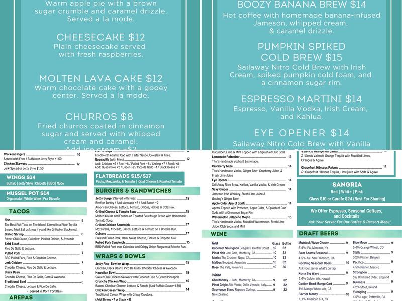 Jetty Bar & Grill Menu