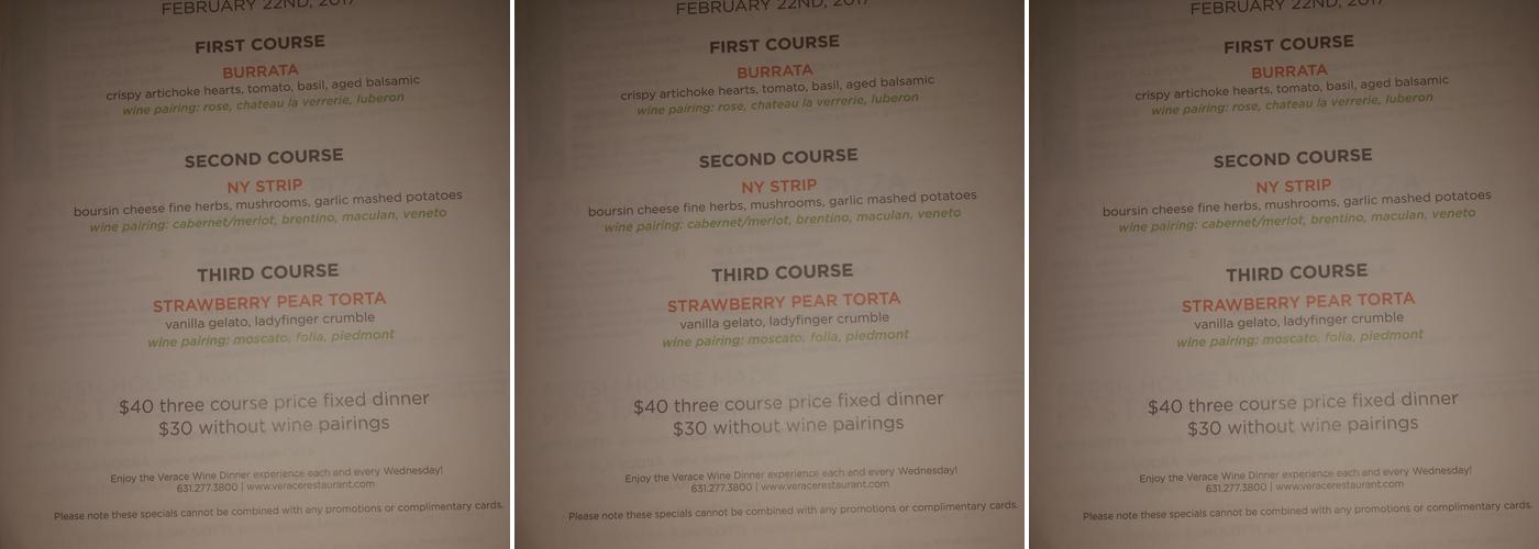 Verace Menu