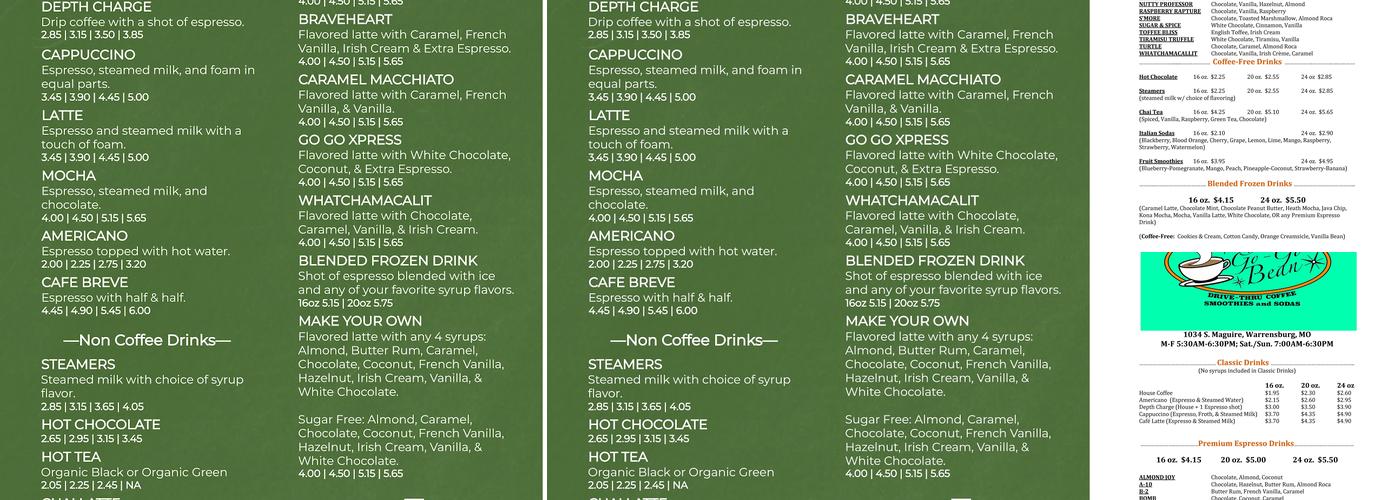 Brick House Coffee Menu