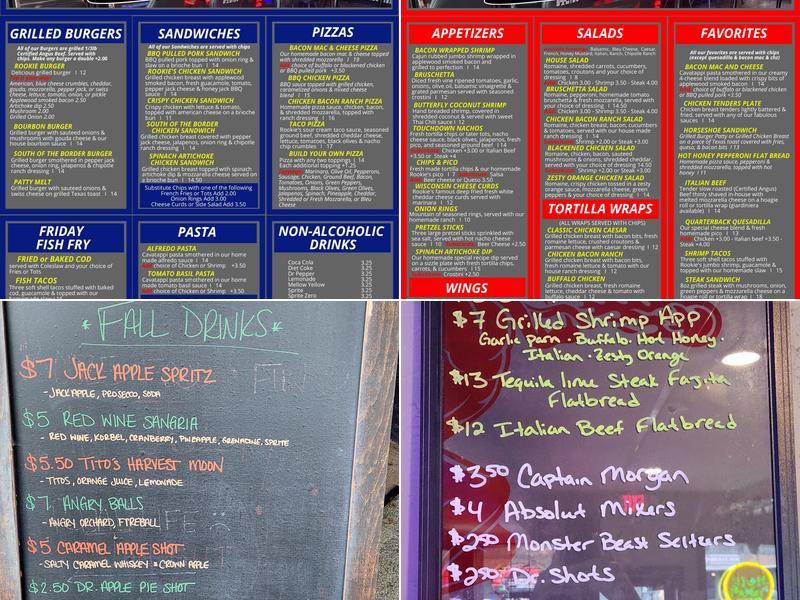 Rookies Pub and Grill Menu