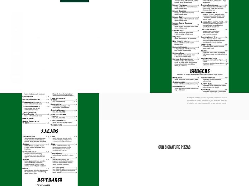Bravo Pizza & Italian Restaurant Menu