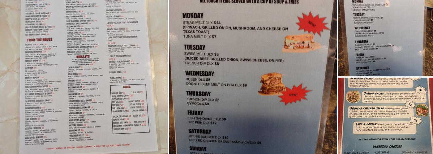 Nora's Place Menu