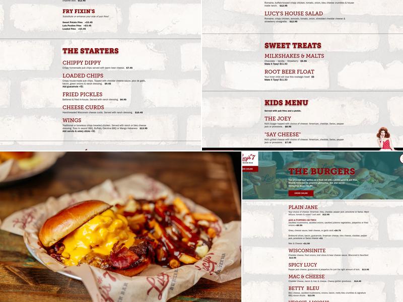 Lucy's #7 Burger Bar Menu