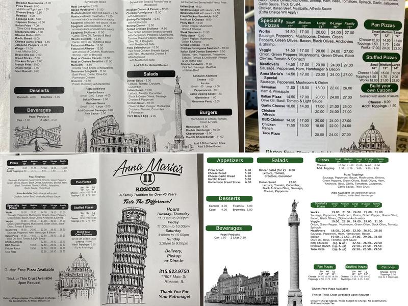 Anna Maria's II In Roscoe Menu