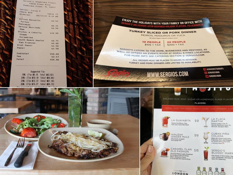 Sergio's Restaurant Menu