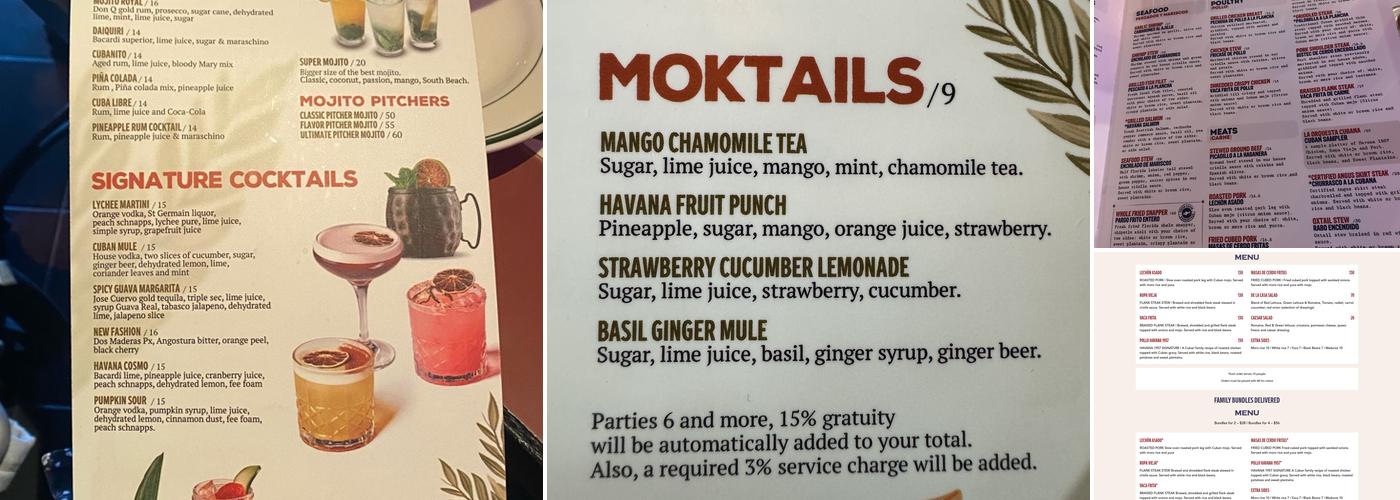 Havana 1957 Cuban Cuisine Pembroke Pines Menu