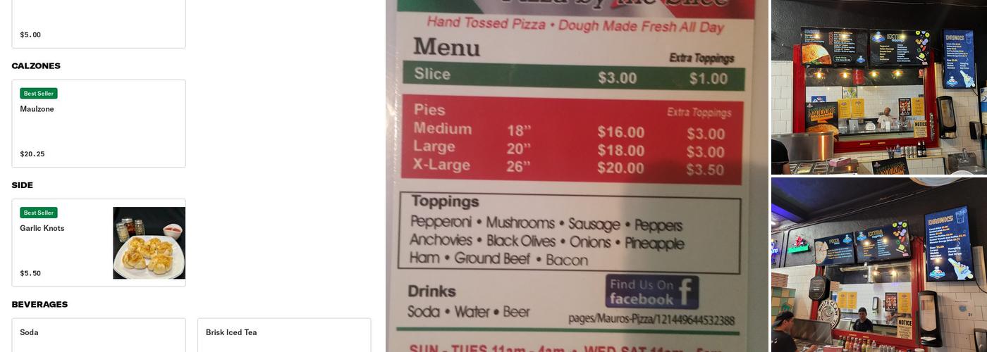 Mauro's Pizza Menu