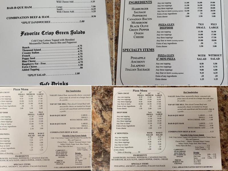 Pizza Glen Menu