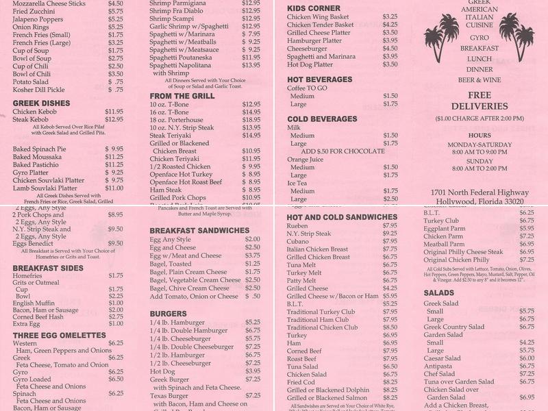 Miami Grill Menu