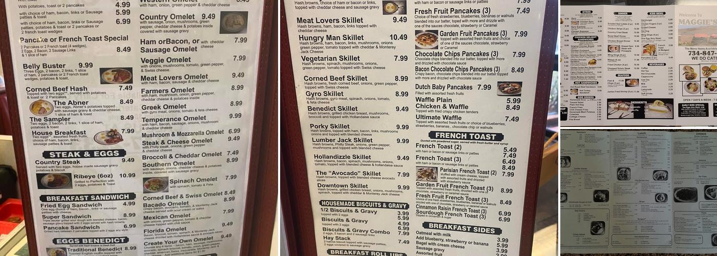 Maggie's Cafe Menu