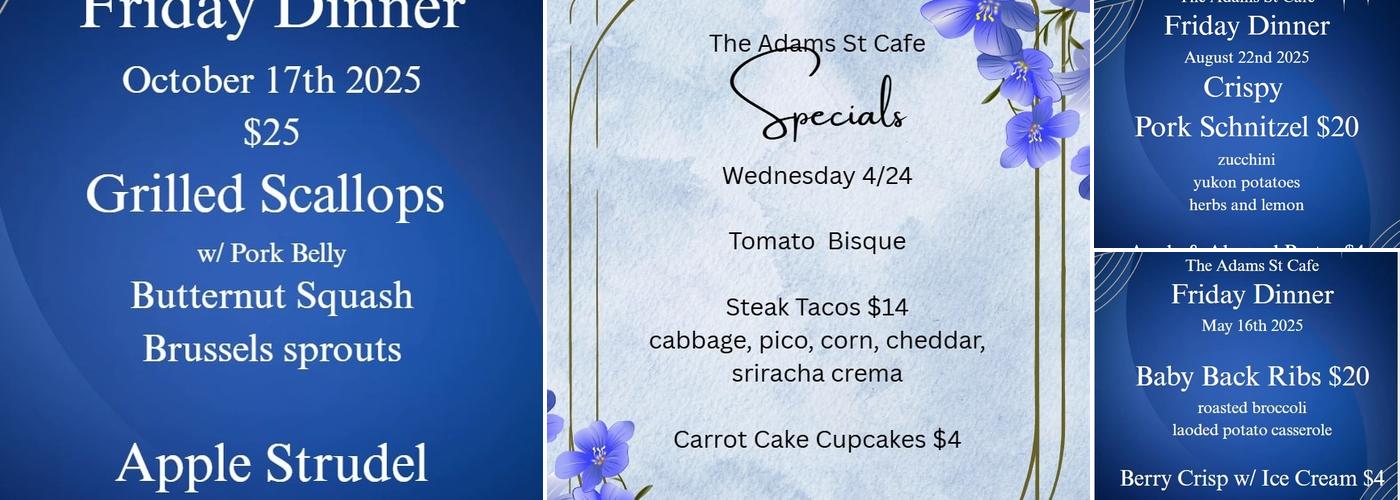 The Adams Street Cafe Menu