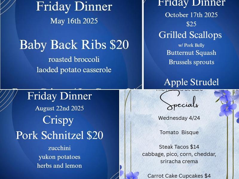 The Adams Street Cafe Menu