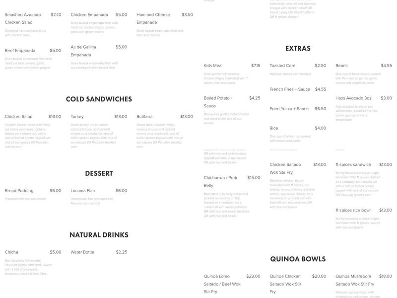 J28 Sandwich Bar Menu