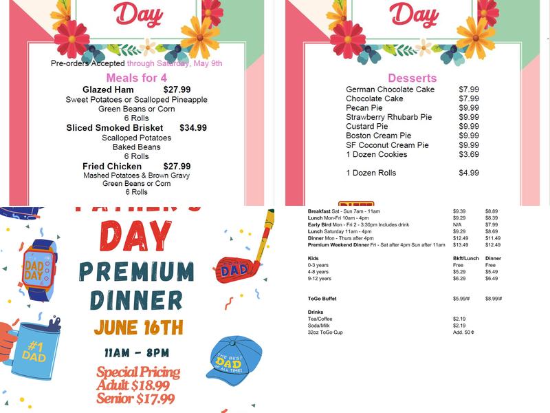 Dietz Family Buffet Menu