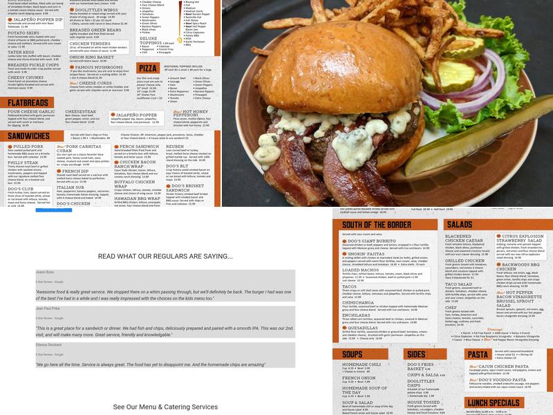AJ's Doolittles Menu