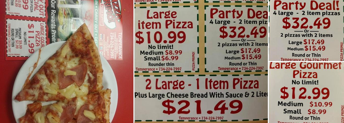Pizza Primo Menu