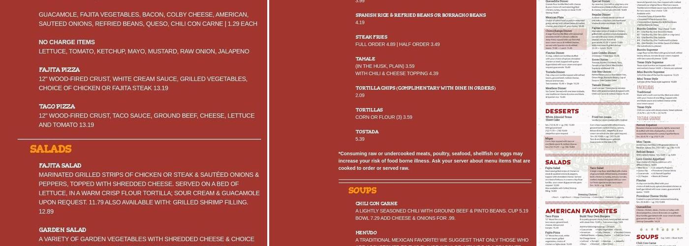 La Fiesta Restaurant Menu