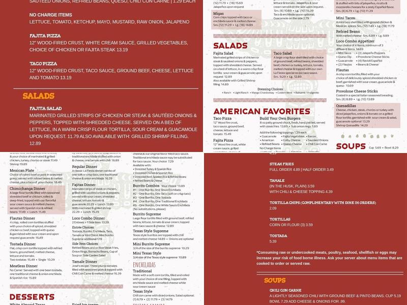 La Fiesta Restaurant Menu