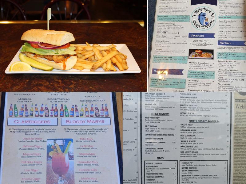 Webber's Waterfront Restaurant Menu