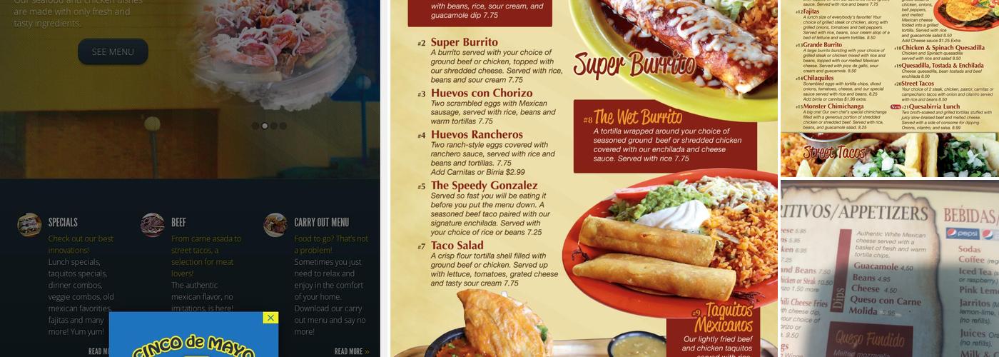 cinco de mayo Menu