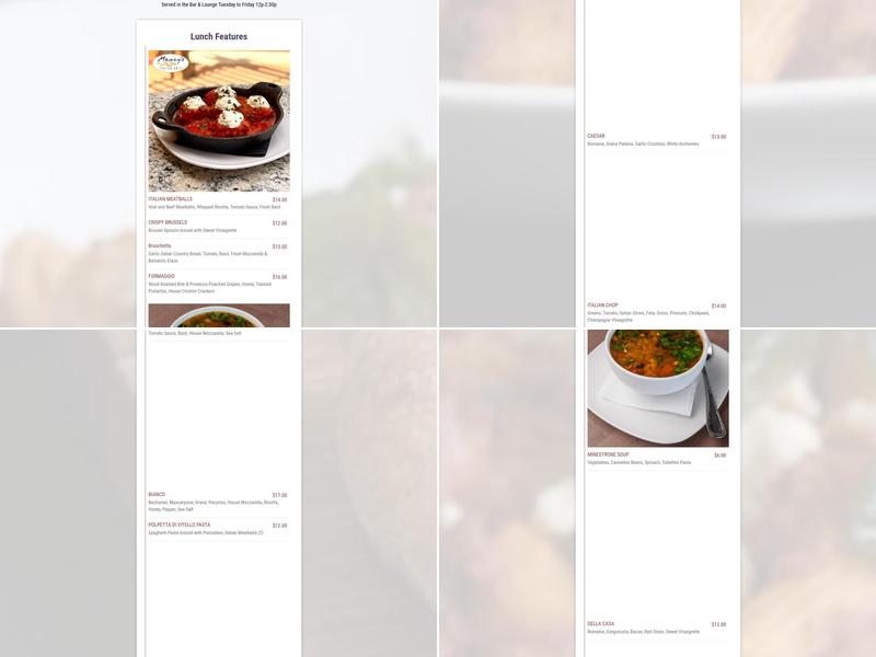 Mancy's Italian Grill Menu