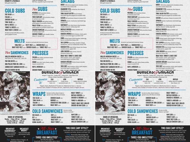 The Clipper Cafe Menu
