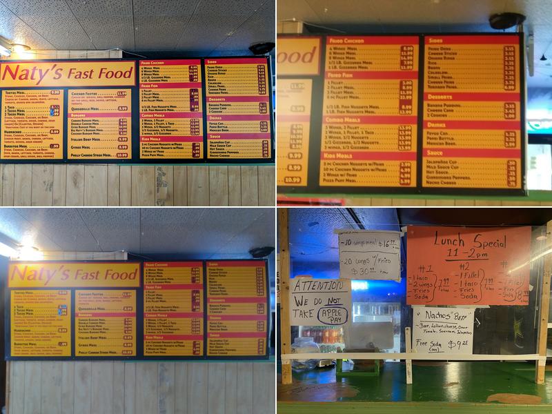 Naty's Fast Food Menu