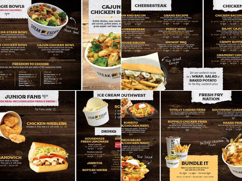 Steak Escape West Towne Mall Menu