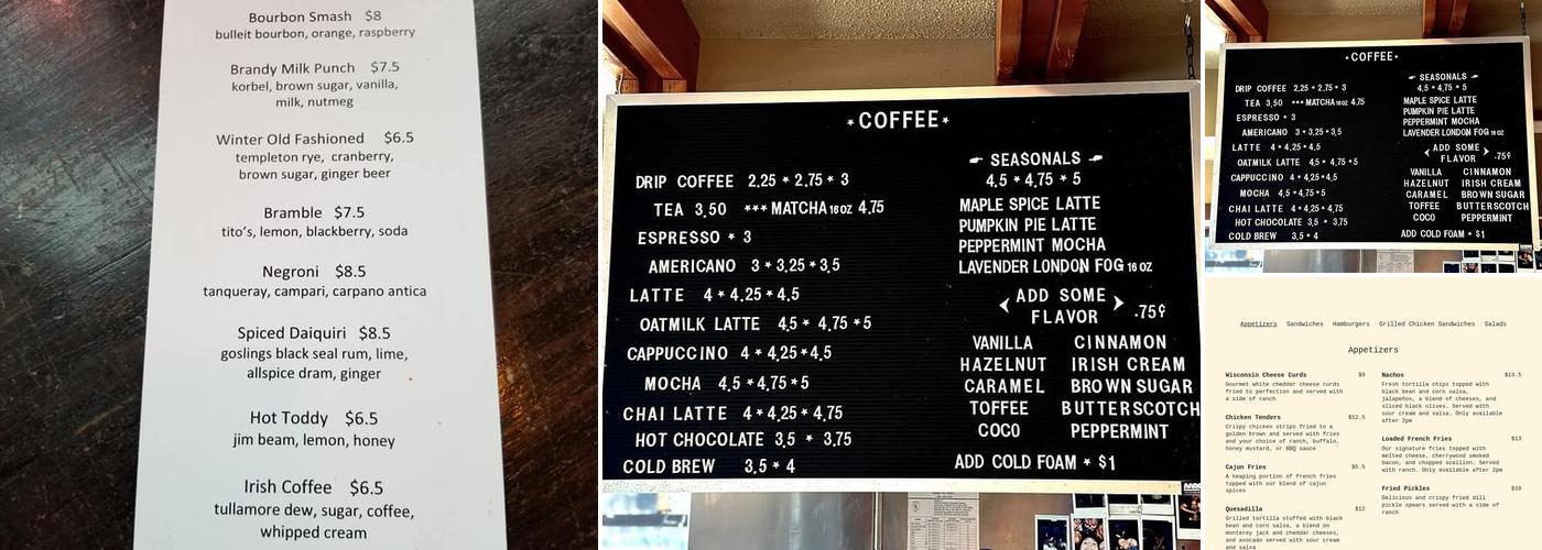 Library Cafe & Bar Menu