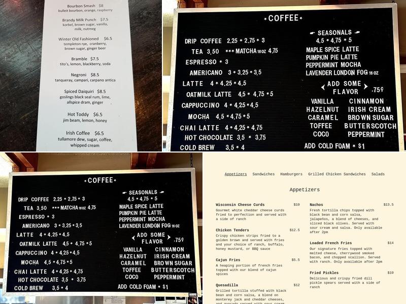 Library Cafe & Bar Menu