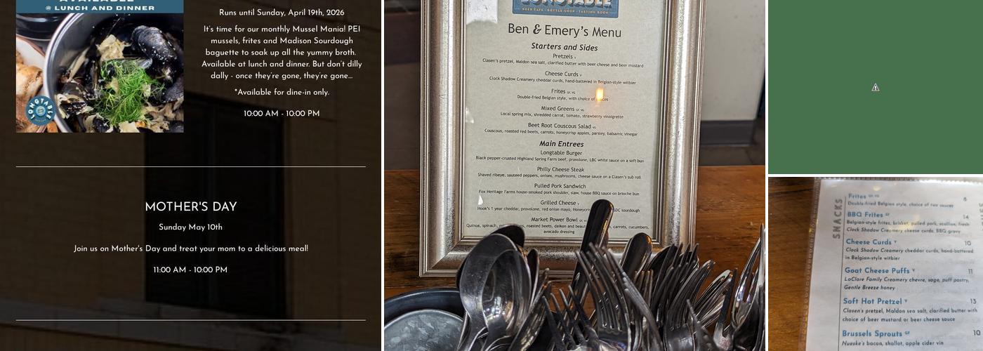 Longtable Beer Cafe Menu