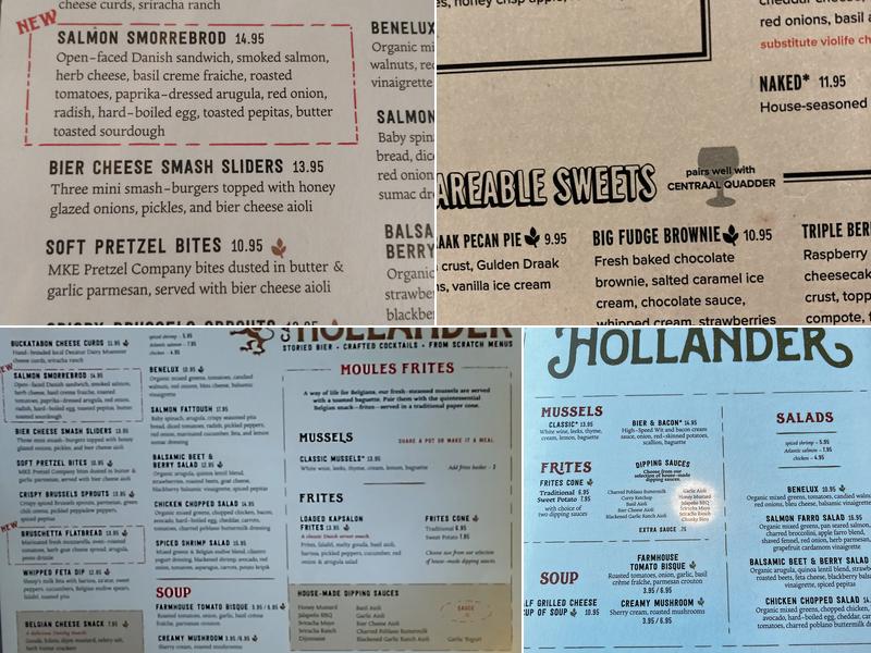 Café Hollander Hilldale Menu