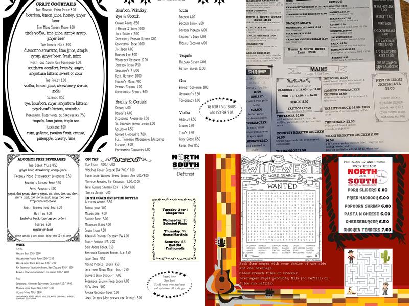 North and South Seafood & Smokehouse Menu