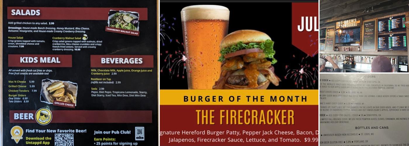 Mr Brews Taphouse Menu