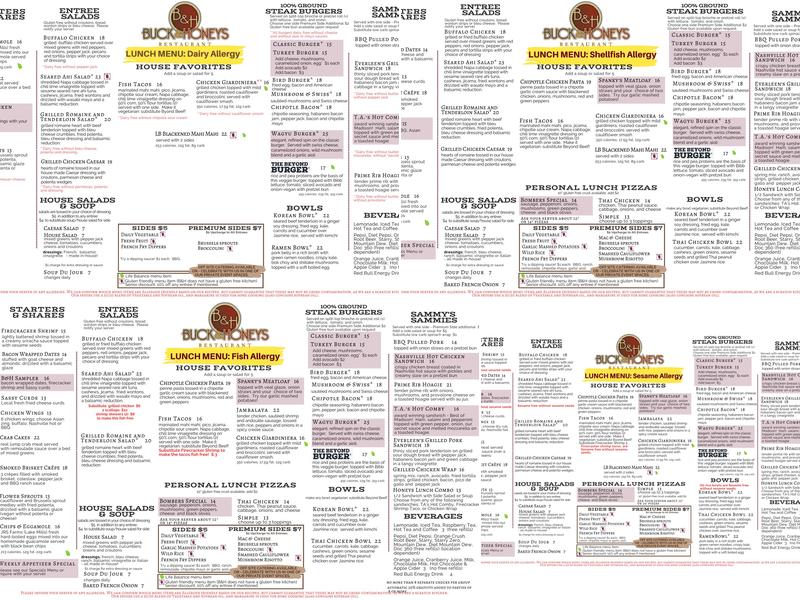 Buck & Honey's - Sun Prairie Menu