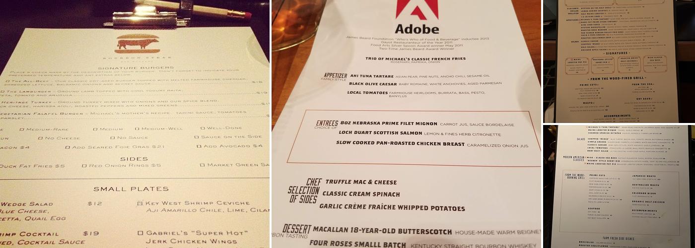 Bourbon Steak Miami by Michael Mina Menu