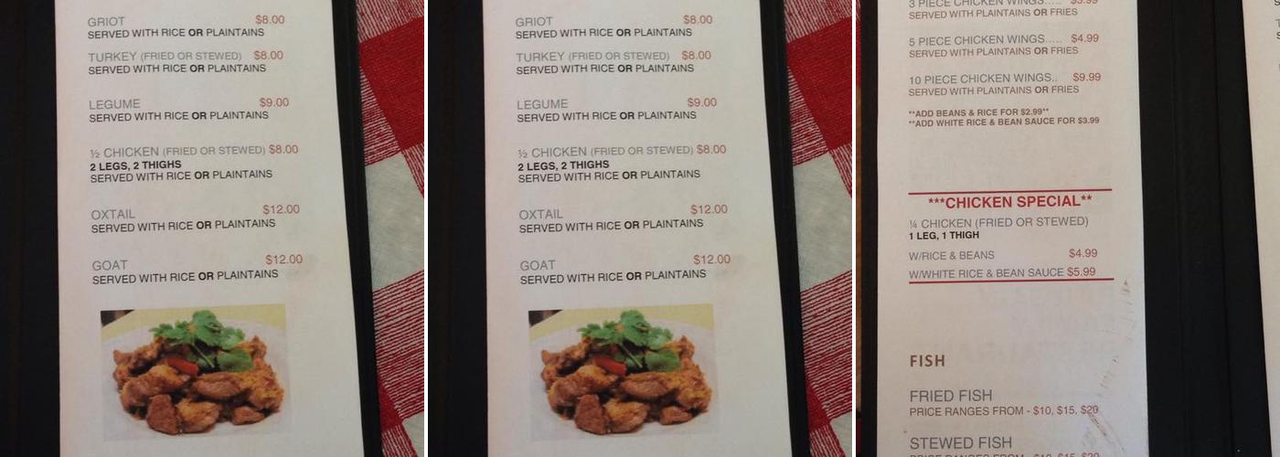 Bargain Family Restaurant Menu