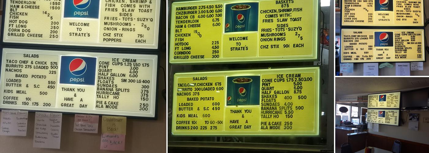 Strate's Drive-Inn Menu