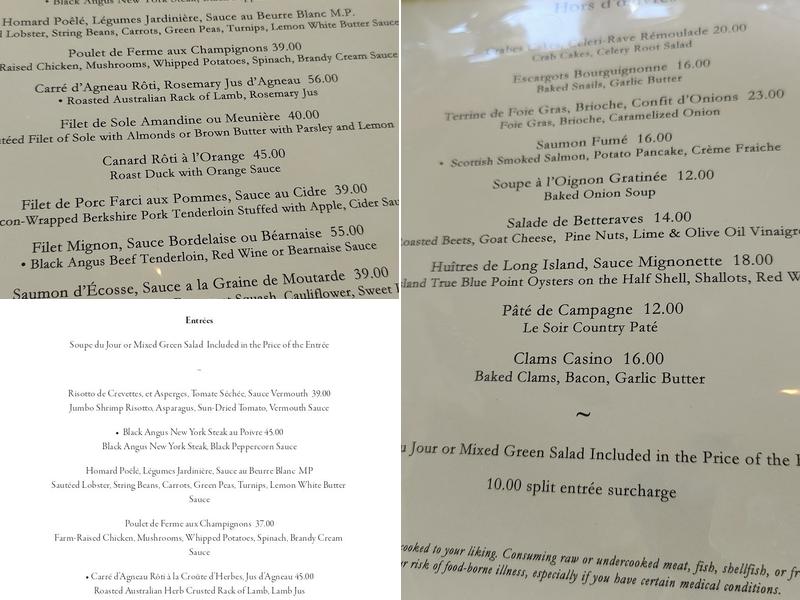 Le Soir Menu