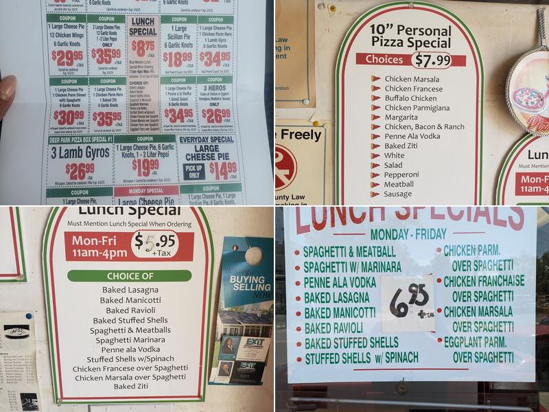 Deer Park Pizza Menu