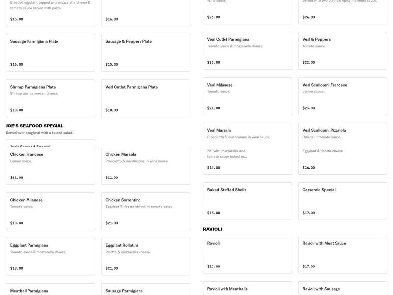 Little Joe's Pizza Menu