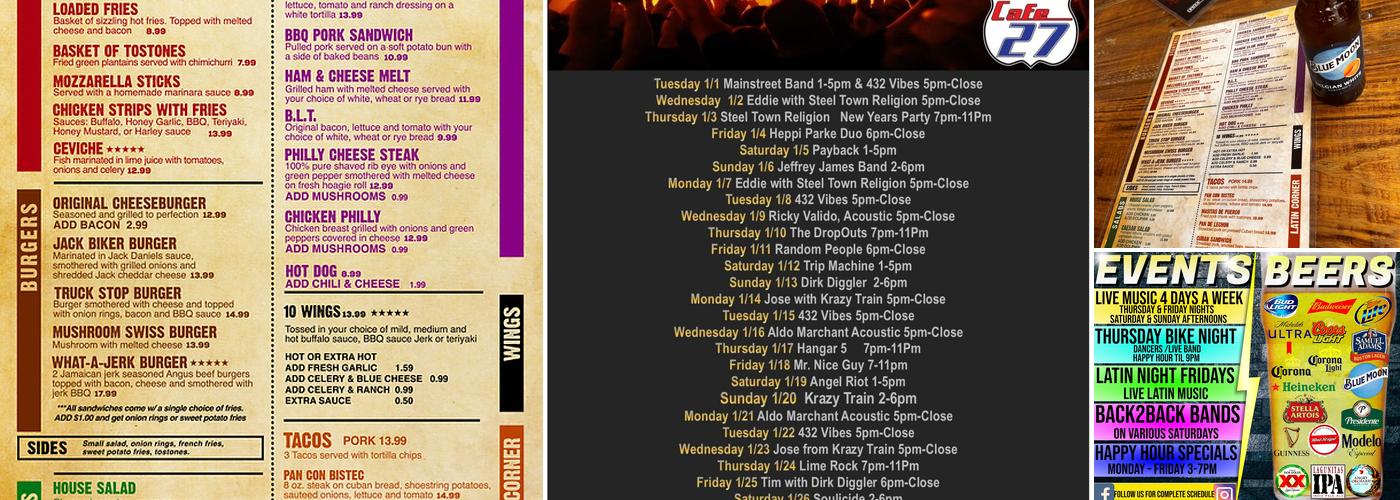 Cafe 27 Bar & Grill Menu