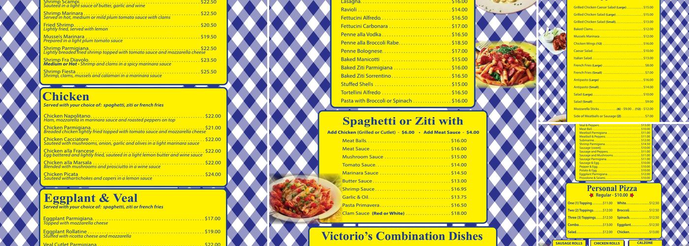 Victorio's Pizza Menu