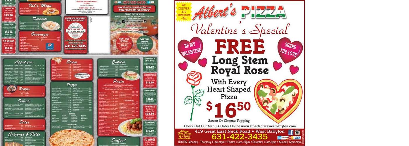 Albert's Pizza Menu