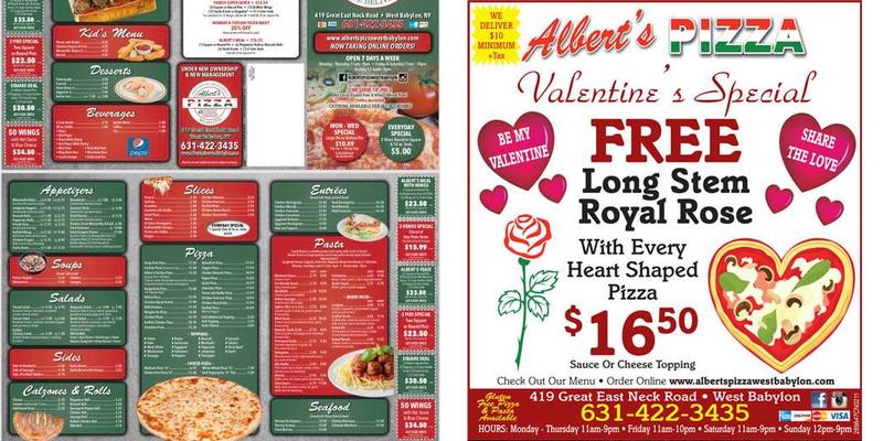 Albert's Pizza Menu