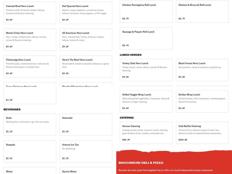 Bocconcini Deli & Pizza Menu