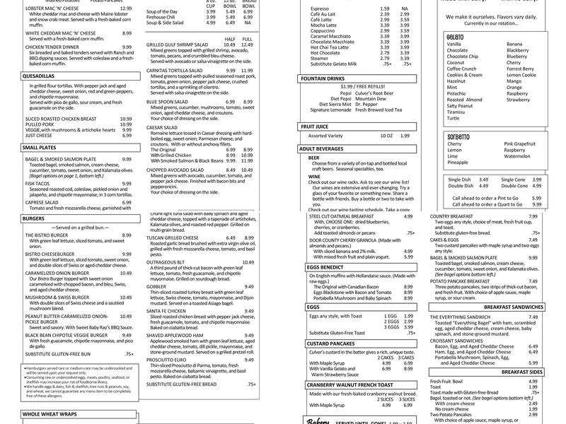 Blue Spoon Cafe Menu