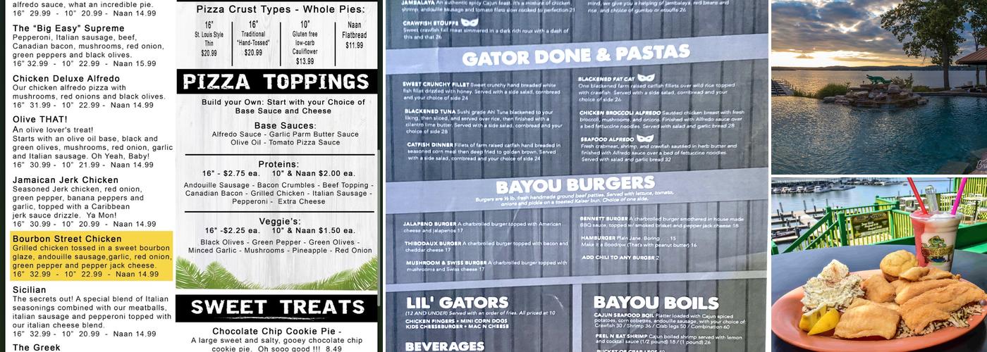 Shady Gators Menu