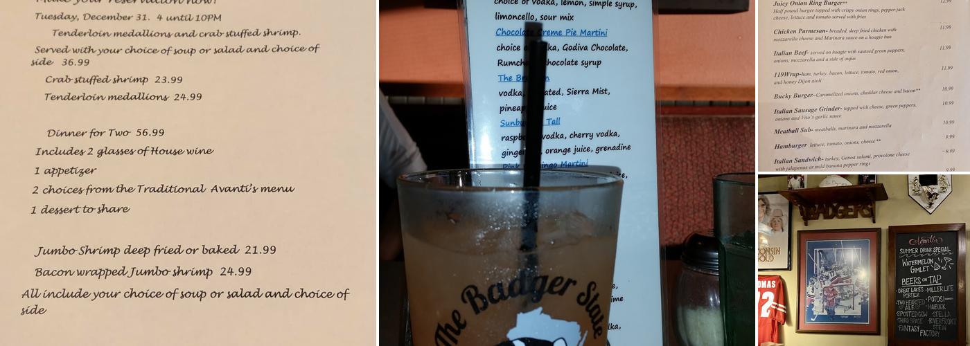 Avantis Italian Restaurant & Pub Menu