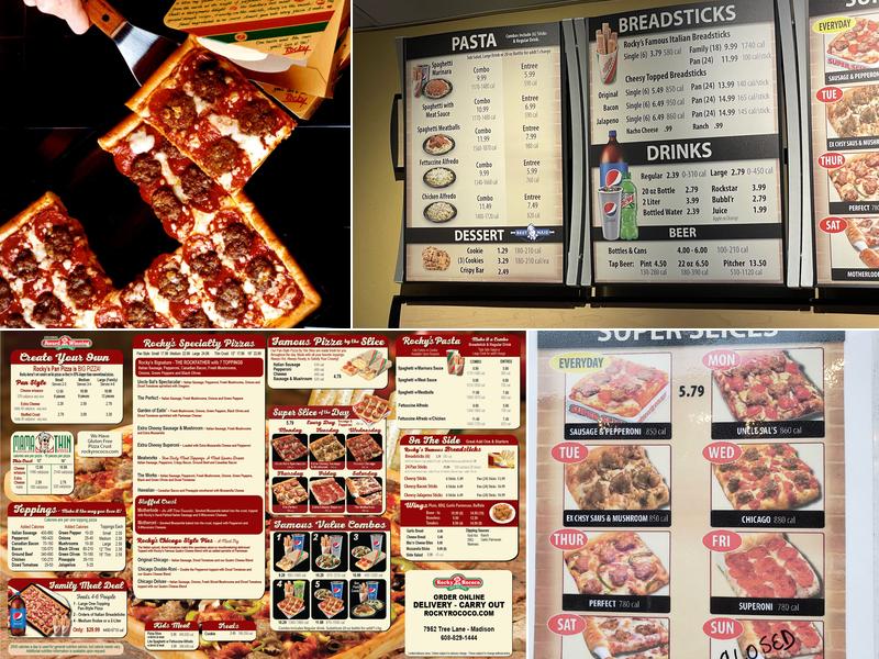 Rocky Rococo Pan Style Pizza Menu